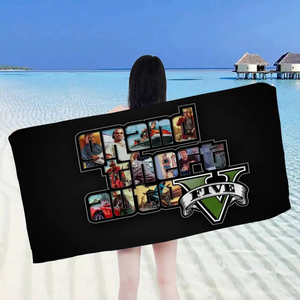 Grand Theft-Auto GTA-VS Game Bath Towel Microfiber Soft Water Absorbing Breathable For Girl Kids Decorative Cartoon Beach Towel