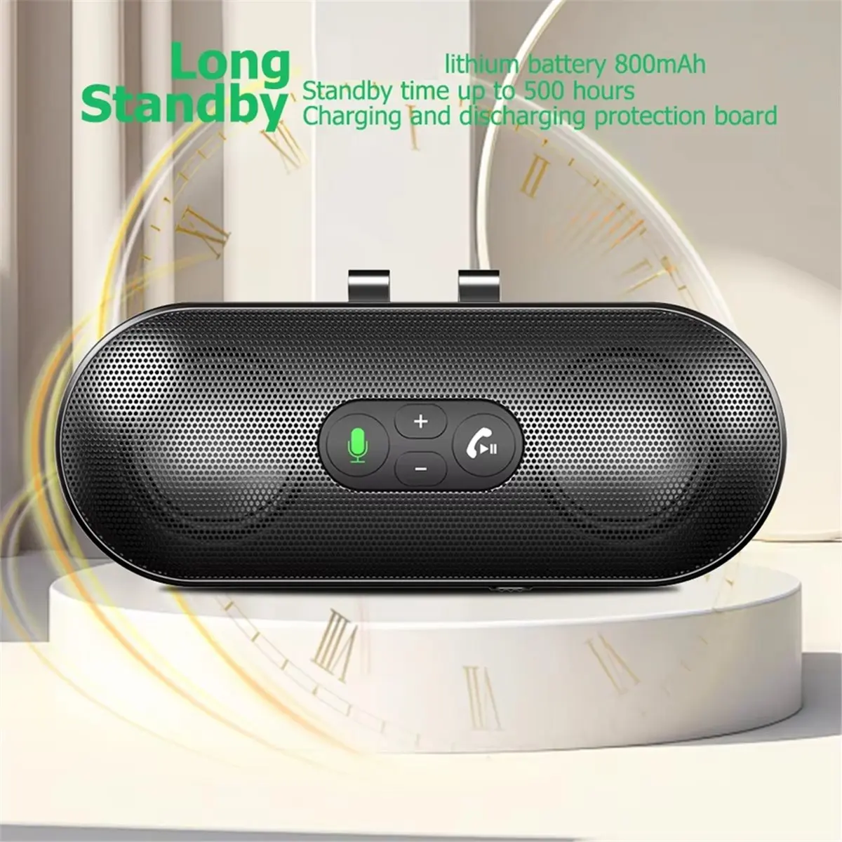 #60Y Automotive Parts & Accessories,Bluetooth 5.4 Handsfree Car Kit Speakerphone 6W Sun Visor Clip (Black)