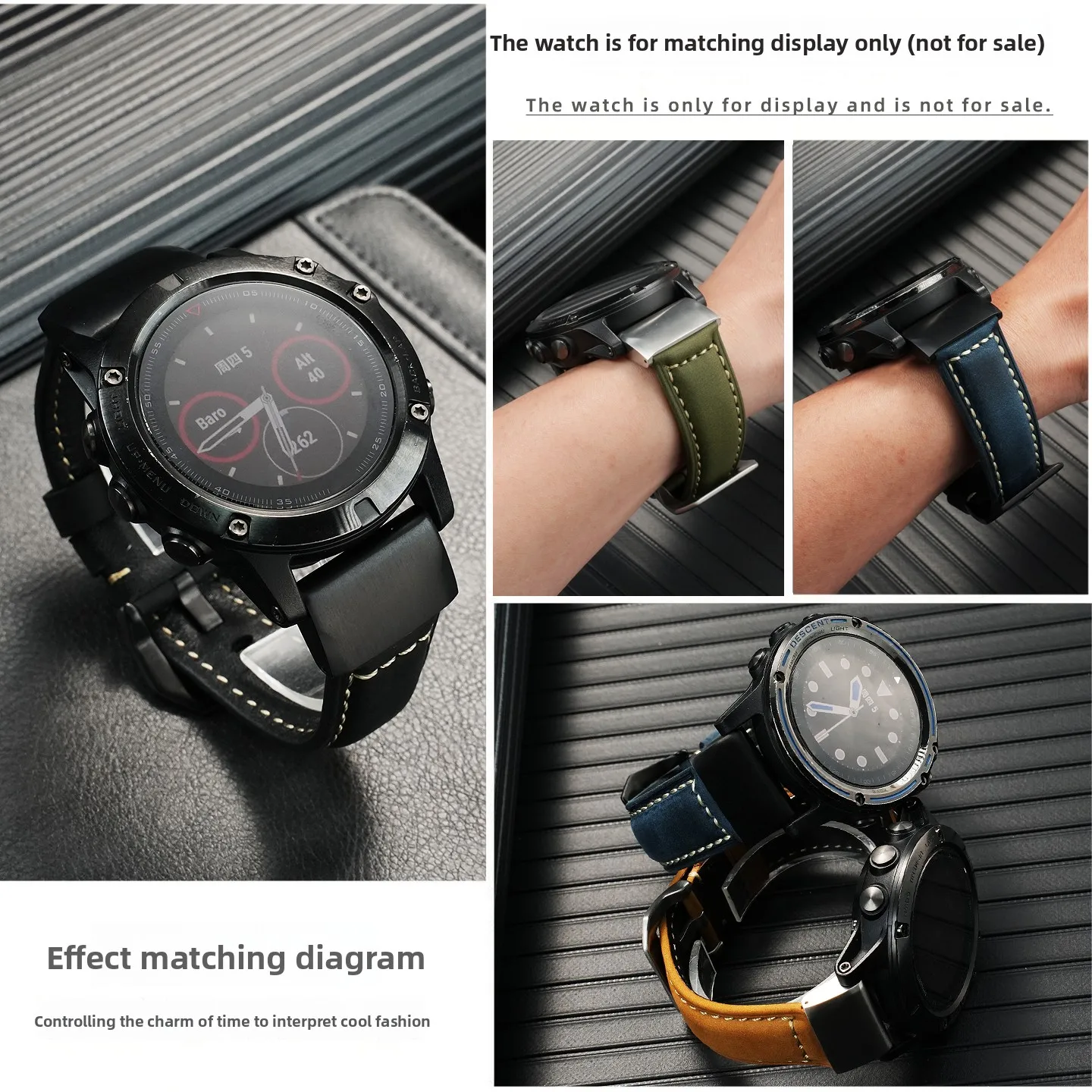 22mm 26mm 프리미엄 송아지 가죽 시계줄 가민 페닉스 8 8X 7 7X 6 6X 프로 3 5 5X 플러스 레트로 천연 가죽 스트랩 팔찌 남성용