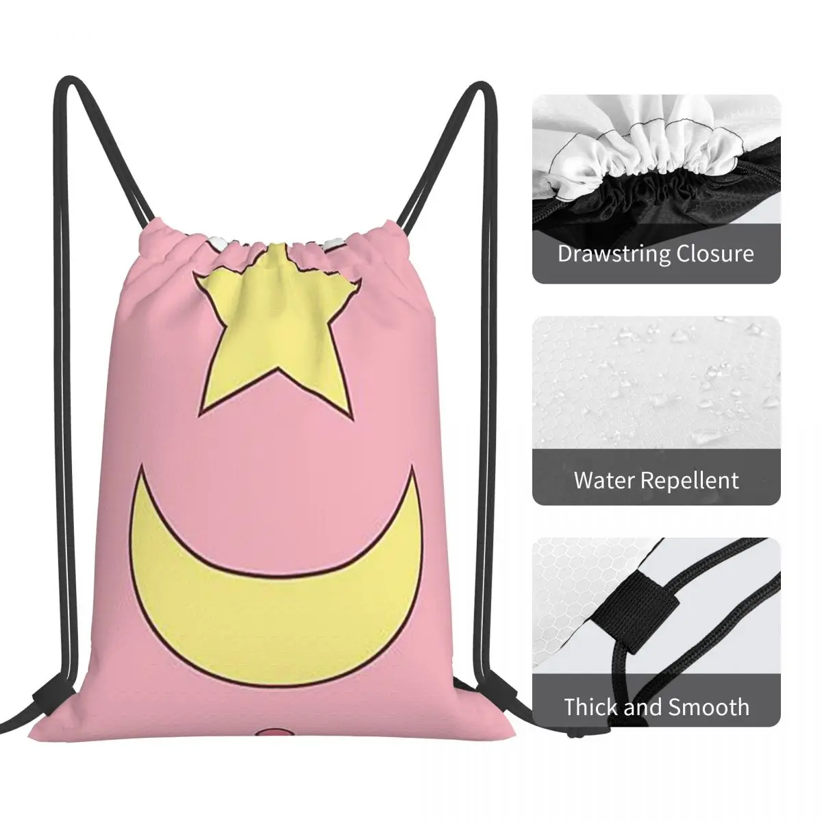 Cardcaptor 사쿠라 클리어 카드 배낭 패션 휴대용 Drawstring 번들 포켓 잡화 가방 여행 학생을위한 책 가방