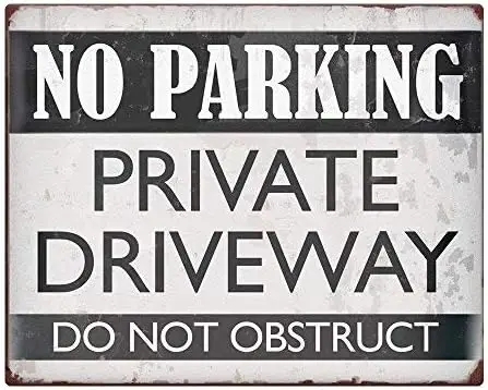 No Parking Private Driveway Do Not Obstruct  Vintage Style Metal Street Sign 2301069