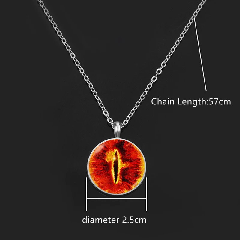 Evil Eyes Necklace Eye of Sauron Pendant Chain Glass Cabochon Necklace Charm Evil Eye Jewelry