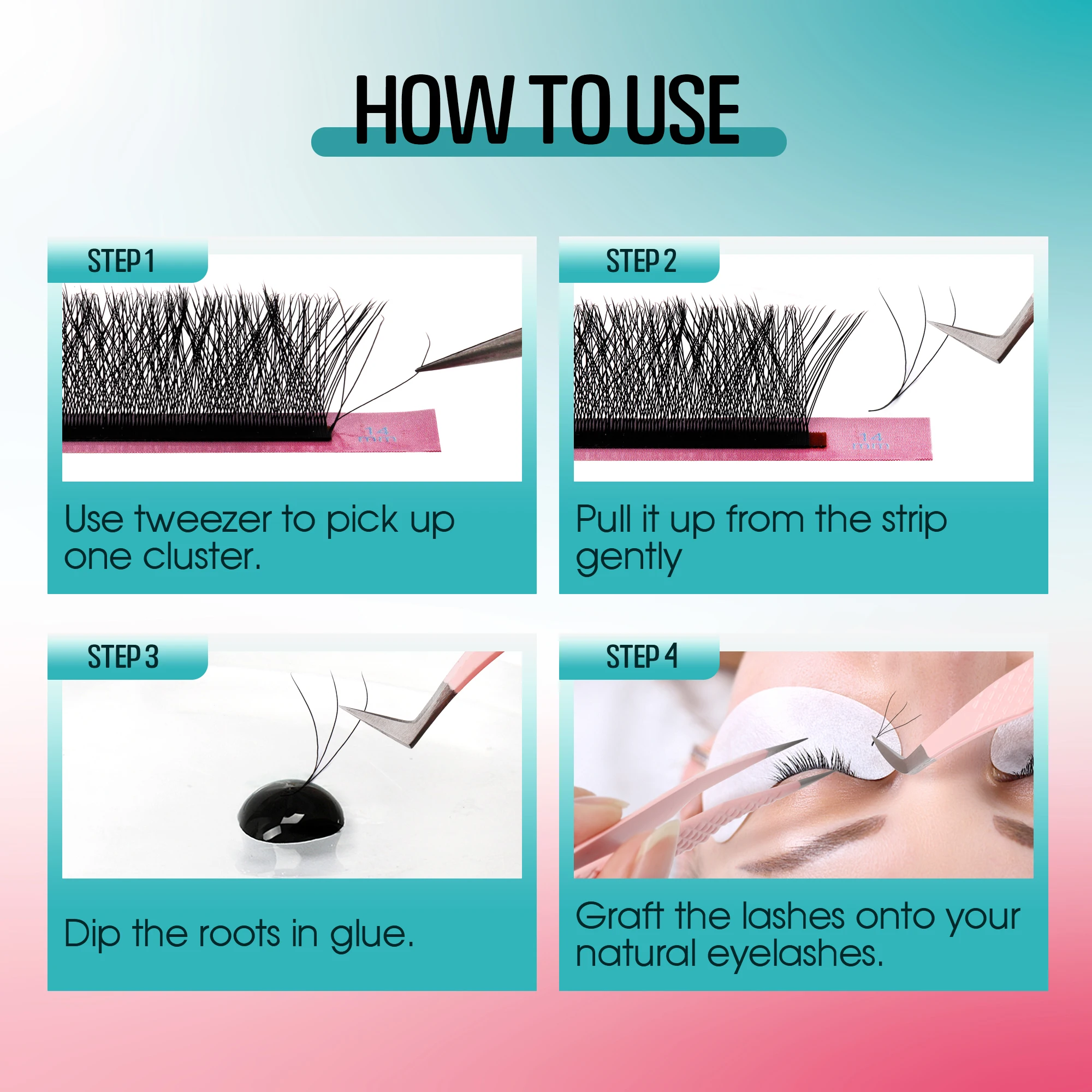 Gemerry 3Cases YY 3D 4D extensiones de pestañas forma de W volumen ventilador pestañas rizadas ligeras C/D/M pestañas postizas maquillaje de belleza pestañas