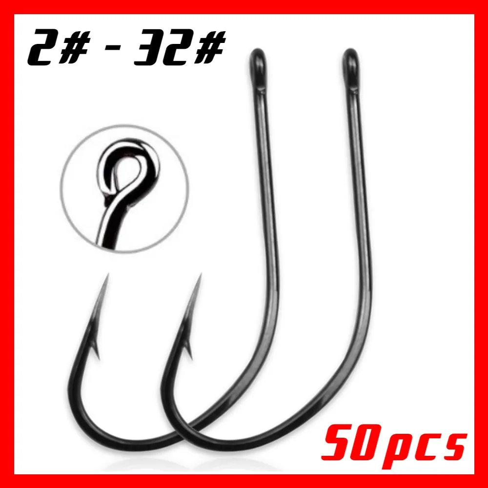 

50pcs Fish Jig Hook Japan High Carbon Steel Fly Fishing Tackle Circle Hooks Carp Hook Octopus hooks Fishing Gear Curved back