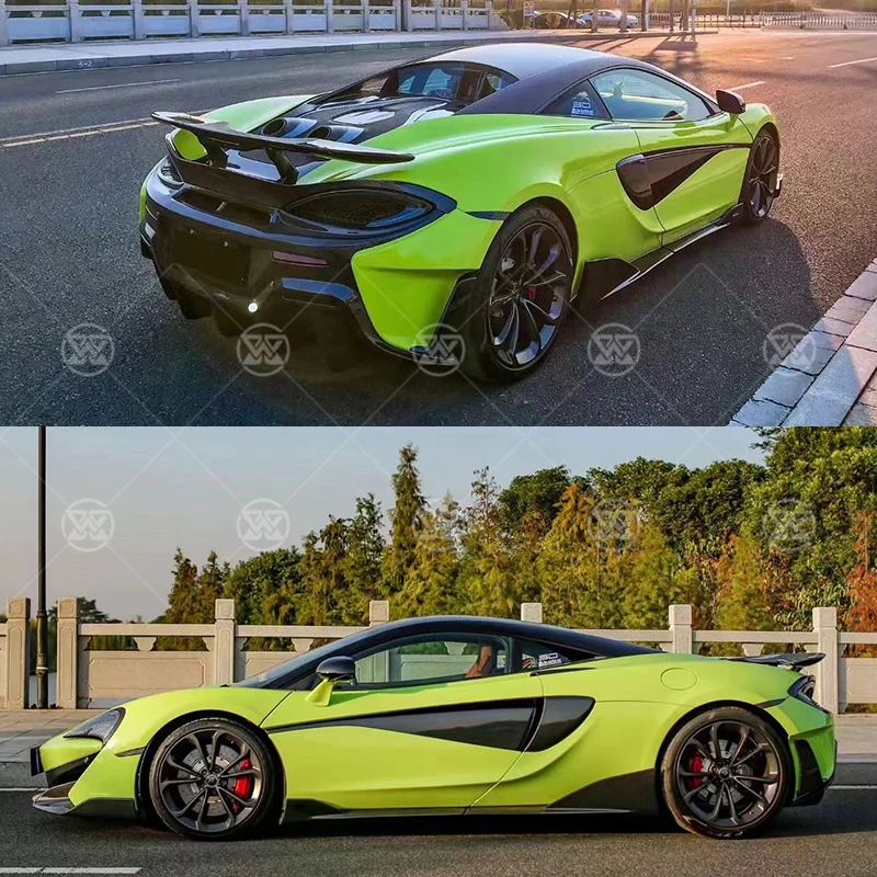 Carbon Fiber Side Skirt Bumper Extension Splitter For Mclaren 540c 570s Upgraded 600LT Style Body Kit
