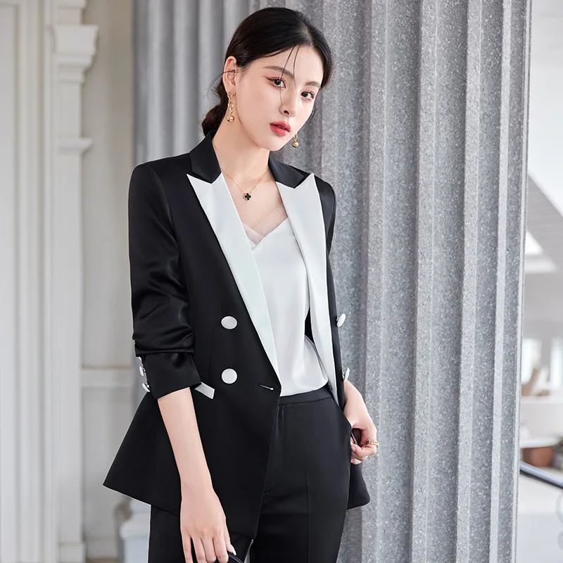 Business Suit Women's Autumn Fashionable Suit 2023 New Korean Temperament Host Suit Western Style Two-Piece Suit