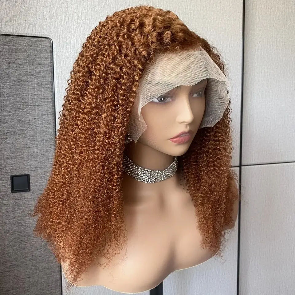 Ginger Orange Kinky Curly 13x4 Lace Frontal Wigs For Women Transparent Curly Lace Front Human Hair Wig 5X5 Curly Deep Wave Wig