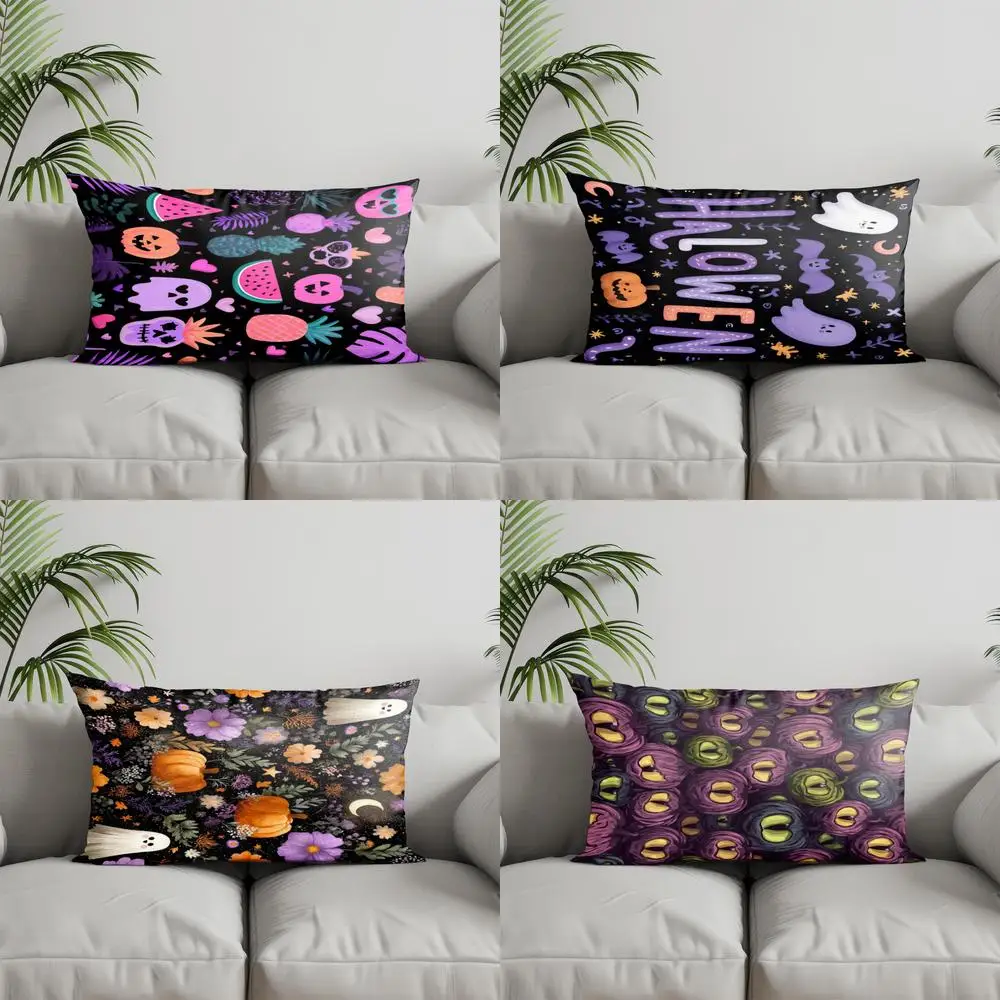 Home Decor Halloween Floral Pattern Throw Pillow Suitable For Sofa Bedroom Car Pillow Cover Cushion Rectangular Back Cushion