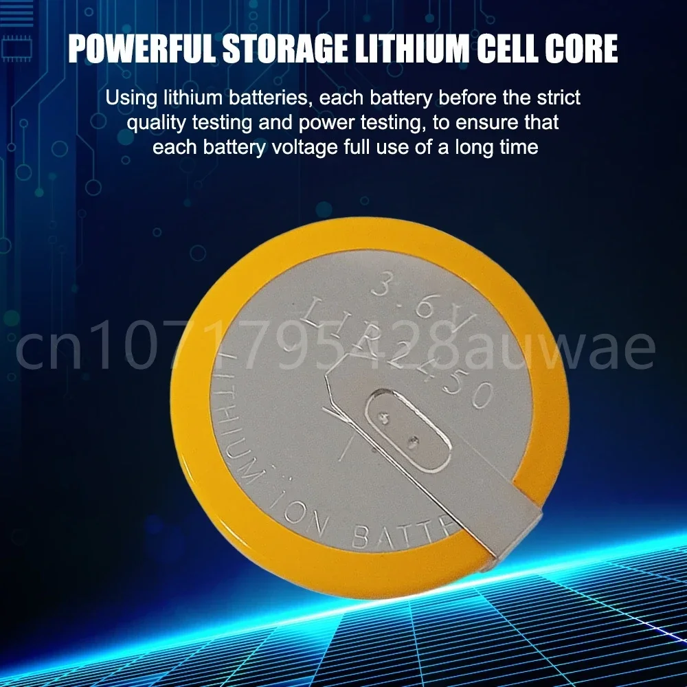 1-5 قطعة 3.6 فولت LIR2450 120 مللي أمبير بطارية ليثيوم قابلة للشحن عملة خلية يستبدل CR2450 بطارية ليثيوم أيون مع دبوس لحام