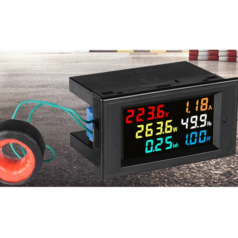 AC200-450V 100A LCD Digital Panel Wattmeter Energy Power Meter Voltage Voltmeter Current Ammeter Frequency Indicator