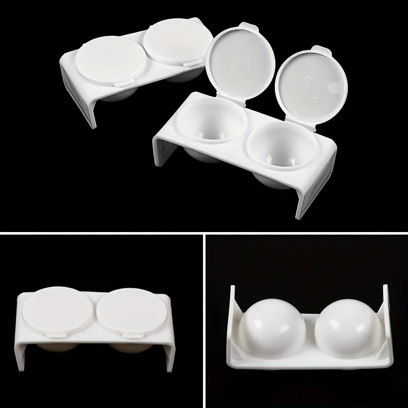 Plastic Dual-Hole Brush Cleaning Cup with Double Lid, Crystal Liquid Cup in White, Specifically Designed for Nail Salons
