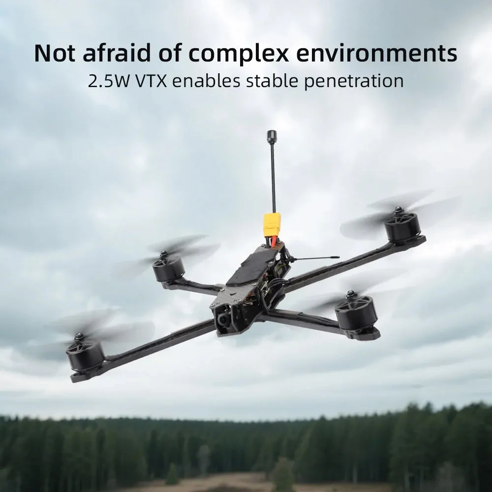 HGLRC MY10 Dron FPV de largo alcance, cuadricóptero analógico 6S con pila VTX de 2,5 W y F405 60A, motores 3215 900KV para vuelo extendido