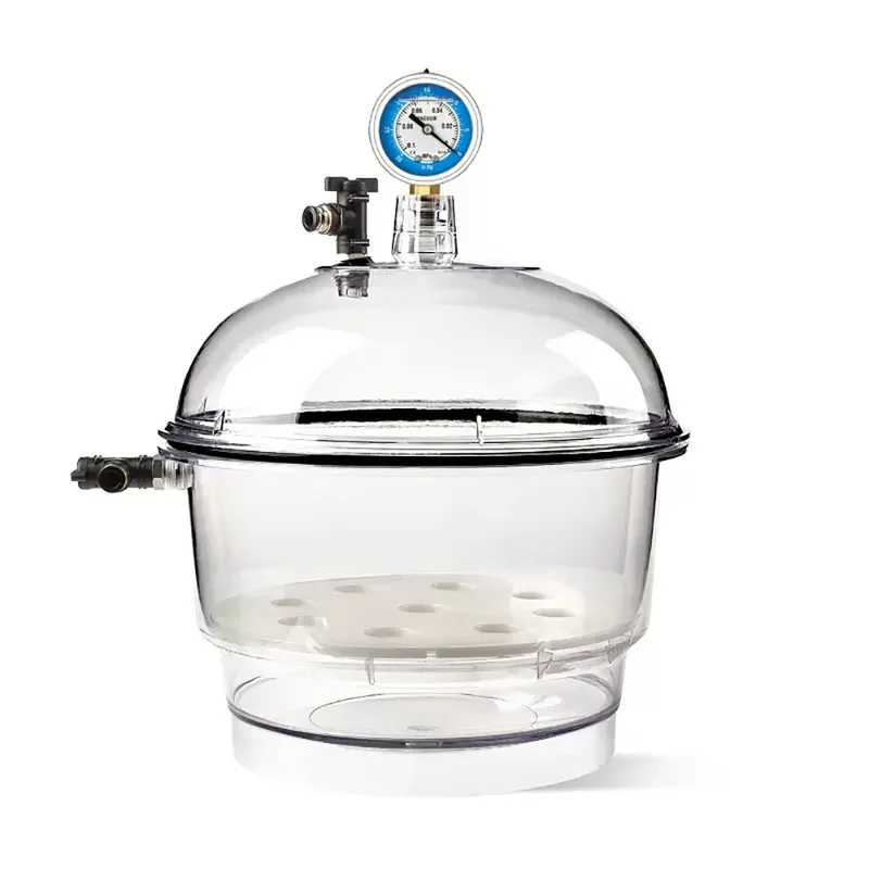 Plastic Laboratory Dryer Transparent Vacuum Drying Vessel Polycarbonate Storage Ball Pressure Gauge