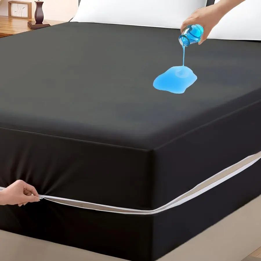 

Защитный чехол Queen Size 100, водонепроницаемый чехол на молнии, глубина 15 дюймов, шестисторонний наматрасник для кровати, стиль D с застежкой-молнией