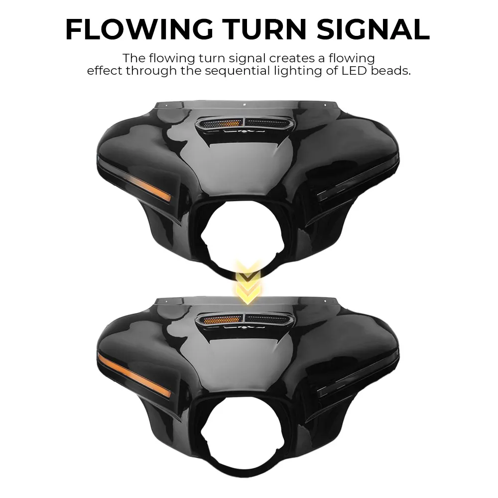 For Harley Touring Electra/Street Tri Glide 2014-25 Motorbike Front Batwing Upper Outer Fairing With LED Light view 6