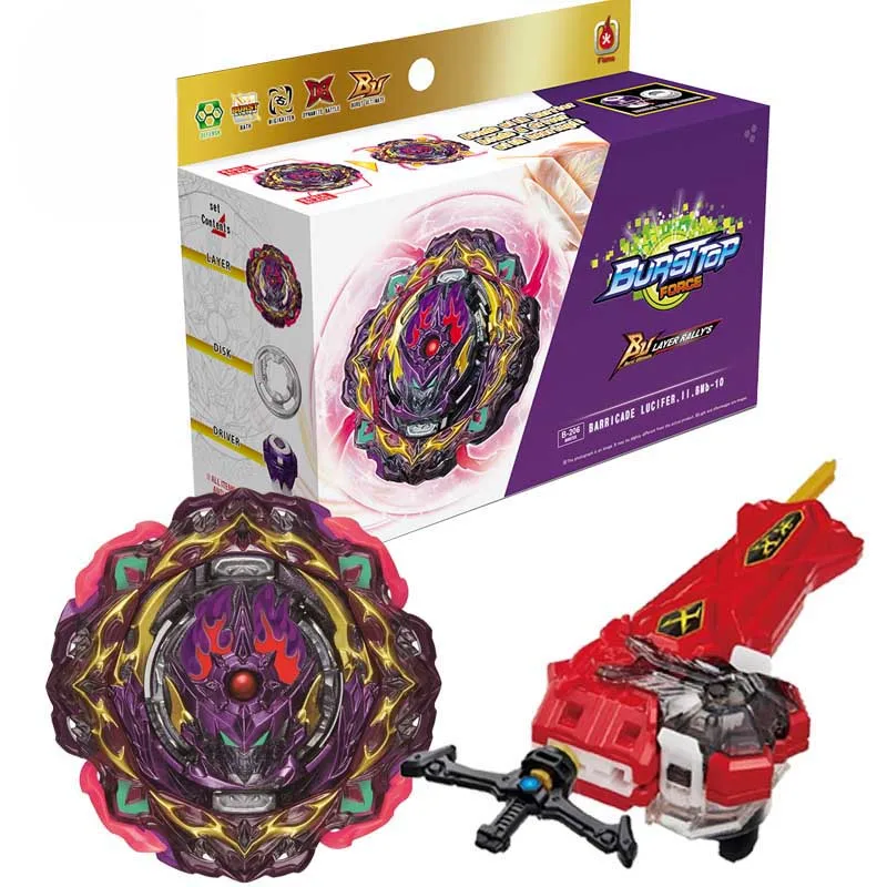 

Burst Ultimate Bey Set B-206 Barricade Lucifer BU Booster B206 Spinning Top with Sword Launcher Kids Toys for Boys Gift