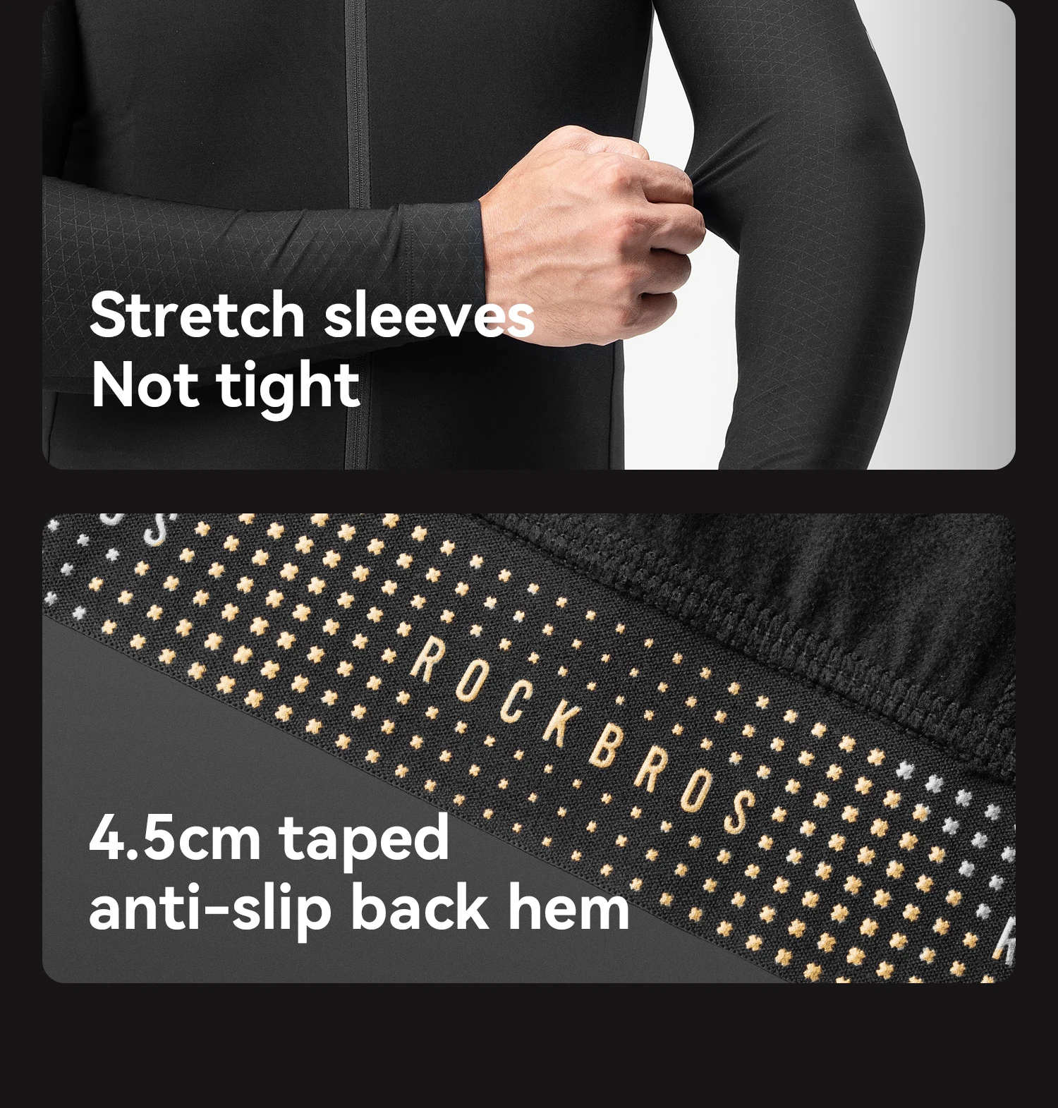 ROCKBROS Winter-Radtrikot für Herren, hochelastisches Diamant-Thermo-Fleece-Fahrradjacke, rutschfest, bequeme Fahrradbekleidung – Detail 17