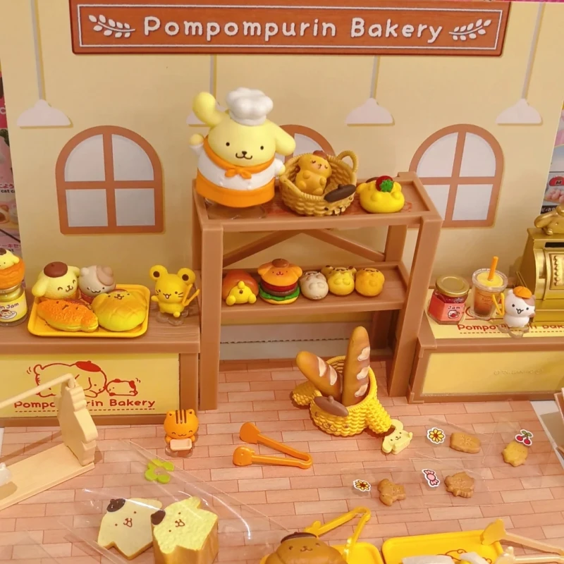 

Re-Ment Sanrio Miniature Figurine Pompompurin Bakery Pastry Bread Micro Scene Desktop Decorative Collectible Ornament Toy Gift