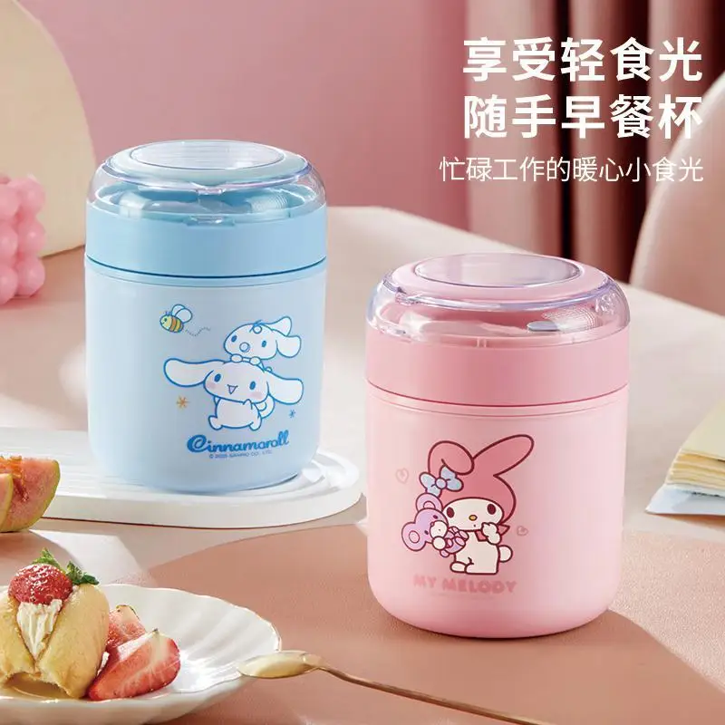 

MINISO Anime Kawaii Cinnamoroll Ins Stainless Steel Insulated Breakfast Cup Cute My Melody Students Milk Cup Bottle Gifts Toys