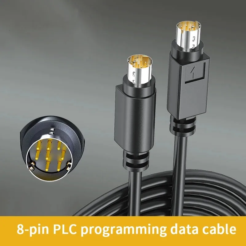 PLC Cable Male to Male S Terminal MD8 Mini Din 8 Pin Connector Round Head MD8 Pure Copper   Nickel  Plated Data Communication