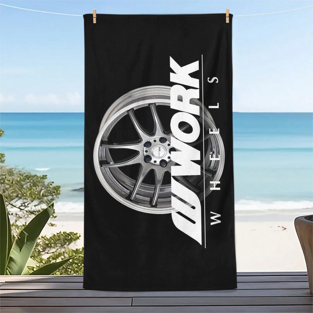 1PC Work Wheels Printed Beach Towel For Mountain Climbing Yoga Beach Swimming Running Soft Towel