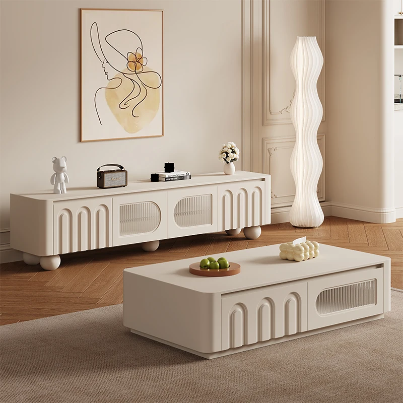 حامل تلفزيون من الخشب الصلب الحديث الراقي مع خزائن تخزين وأرفف لوحدة تحكم الوسائط التلفزيونية لأثاث غرفة المعيشة