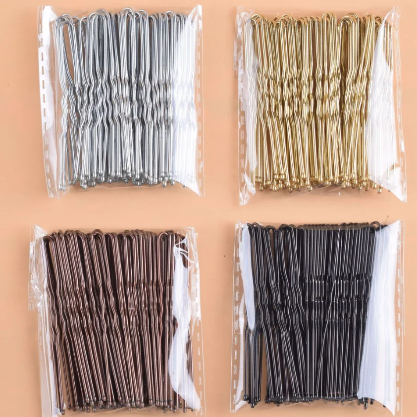 50pcs/set U Shaped Hairpins For Bun Metal Hair Clip Pins Bobby Bridal Barrettes Fashion Hair Styling Tools U Clips
