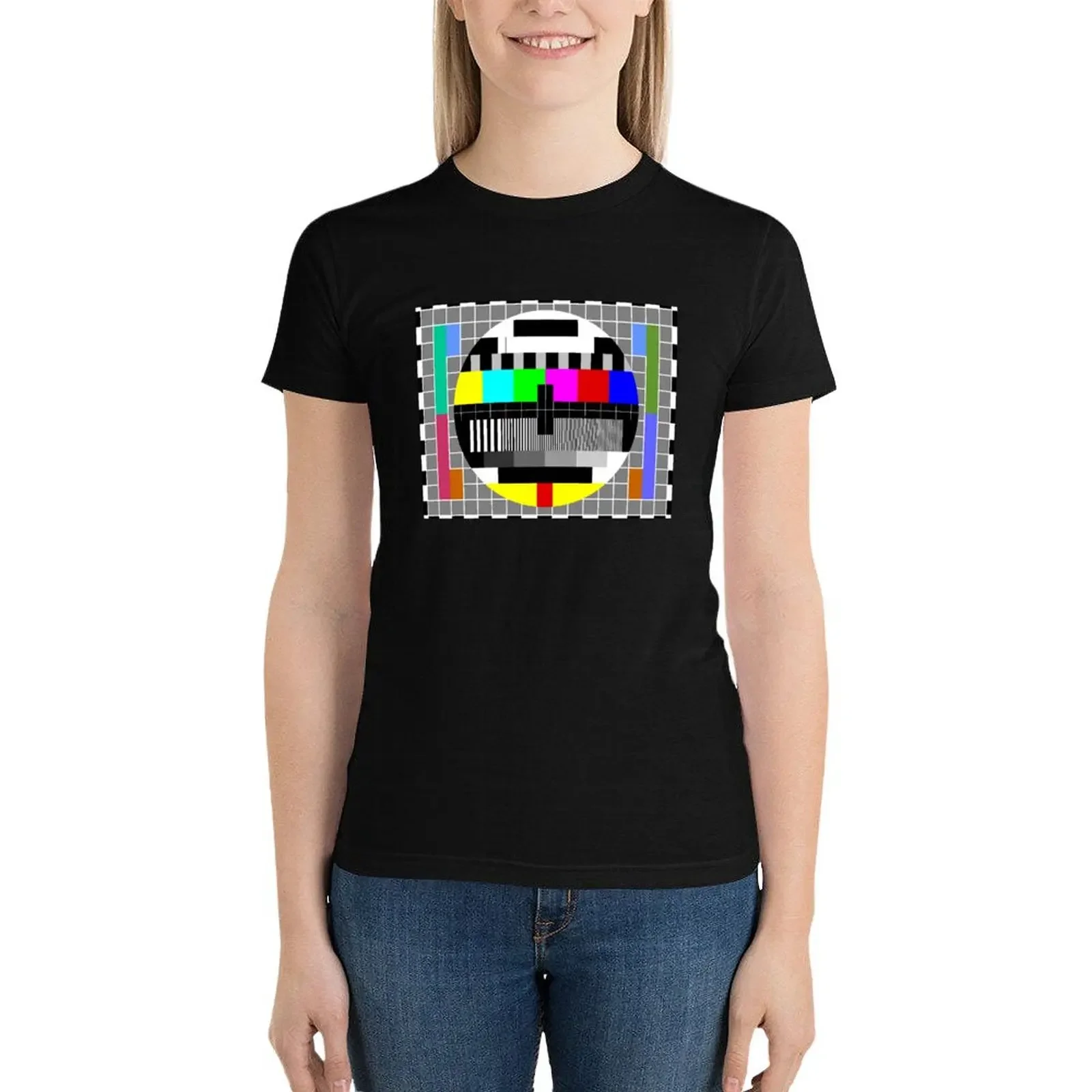 ABC TV Test Pattern T-Shirt Short sleeve tee funny cute tops workout shirts for Women