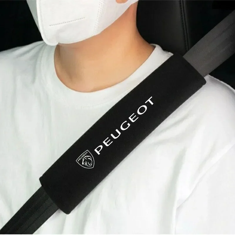 2pcs Car Seat Belt Cover Shoulder Pads Accessories For Peugeot GT 408 4008 308 3008 Rifter 5008 508 2008 208 301 RCZ 407 206 207