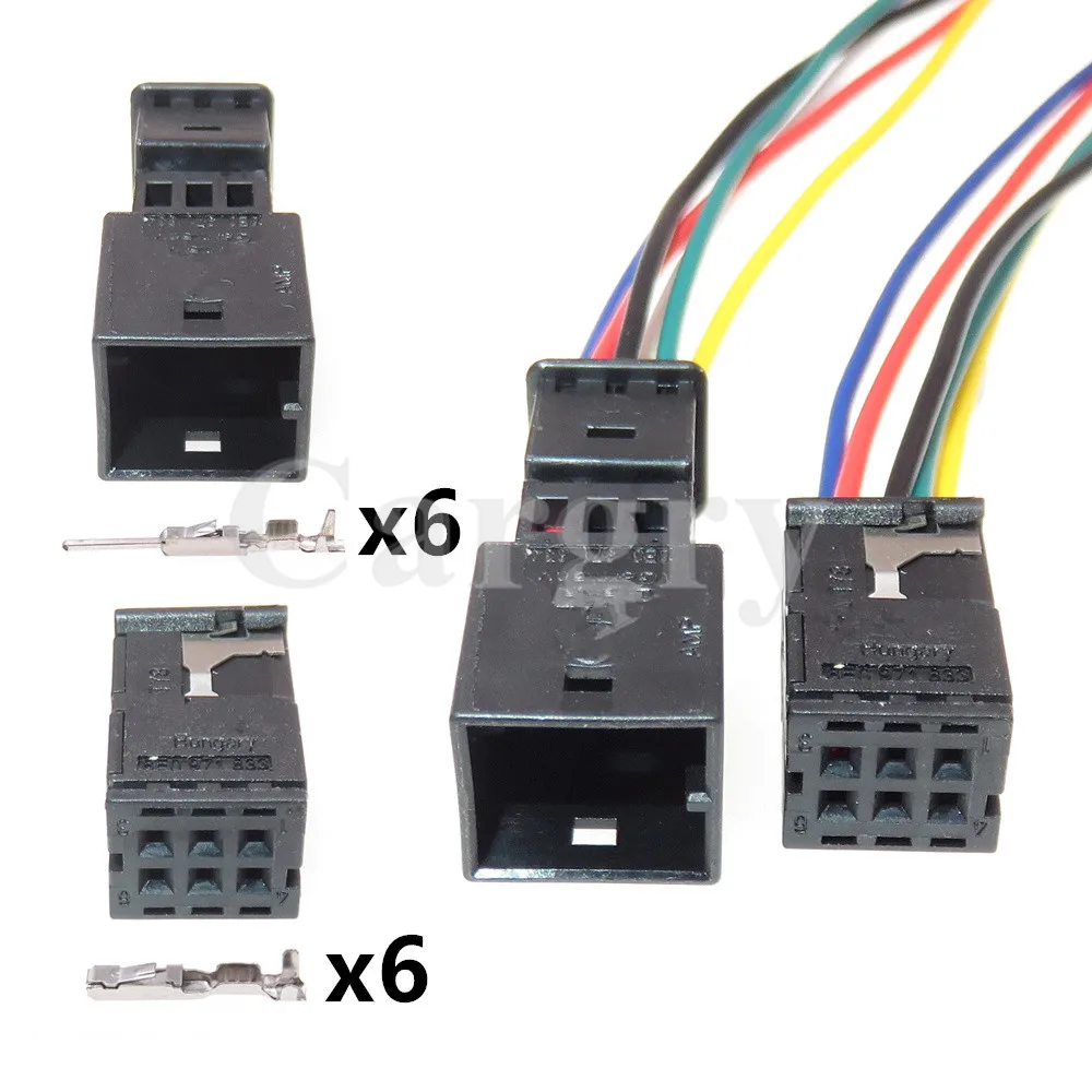 

1 Set 6P 8E0971833 8E0971834 1418784-1 AC Assembly Car Anti-glare Rearview Mirror Cable Harness Sockets For VW