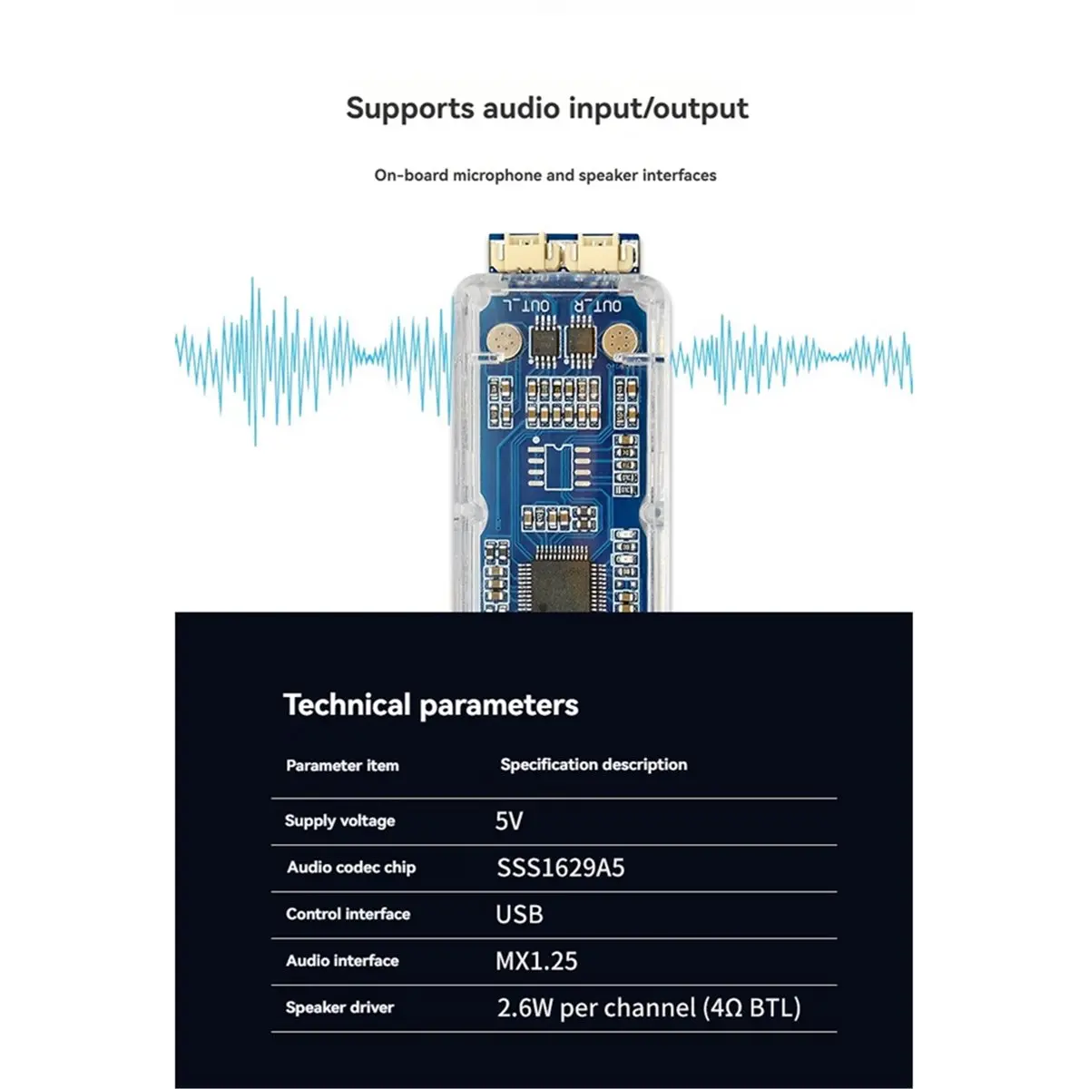 USB Sound Card SSS1629A5 Supports Playback and Recording Stereo Codecs Plug-and-Play for / Nano