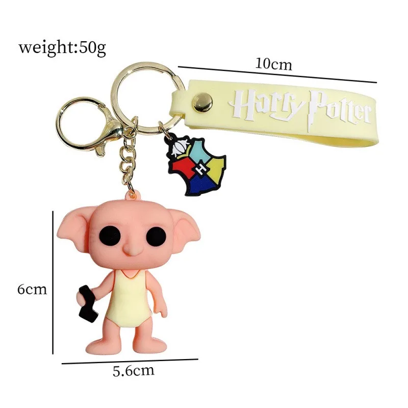 Harry Potter PVC Keychain Cute 3D Figures Harry Hermione Voldemort Malfoy Snape Dobby Key Ring Fans Bag Car Pendant Gift view 6