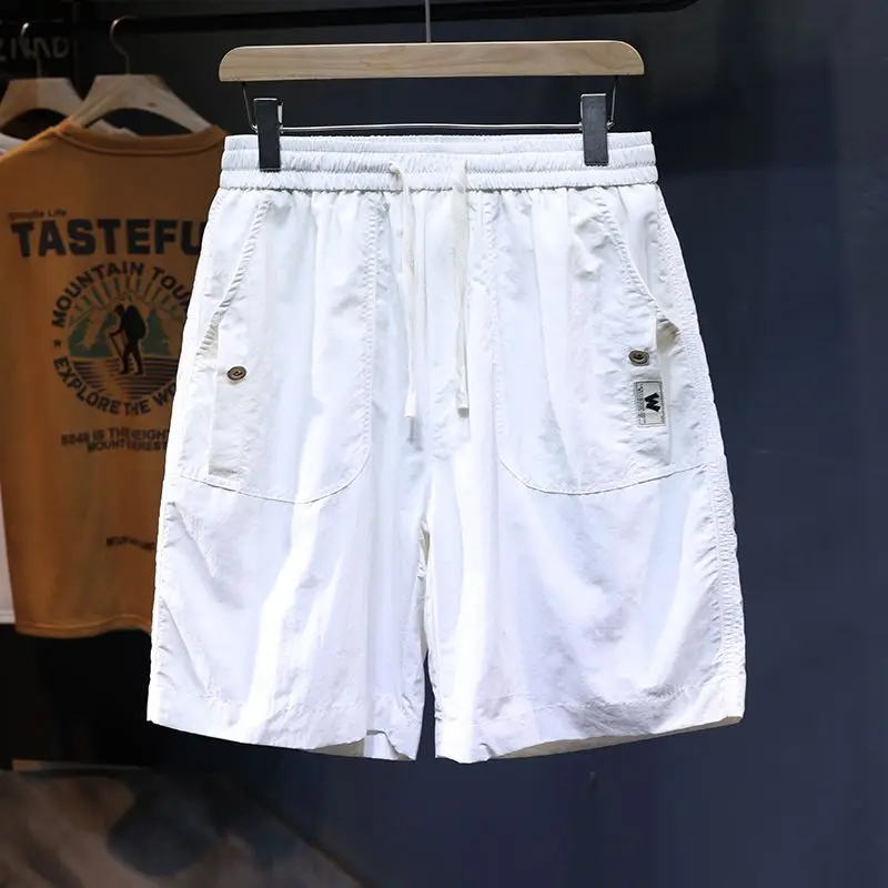 Men's 100% Polyamide Casual Shorts Elastic Drawstring Waist Loose Fit Quick Dry Outdoor Beach Shorts Multi‑Pocket Streetwear Mal