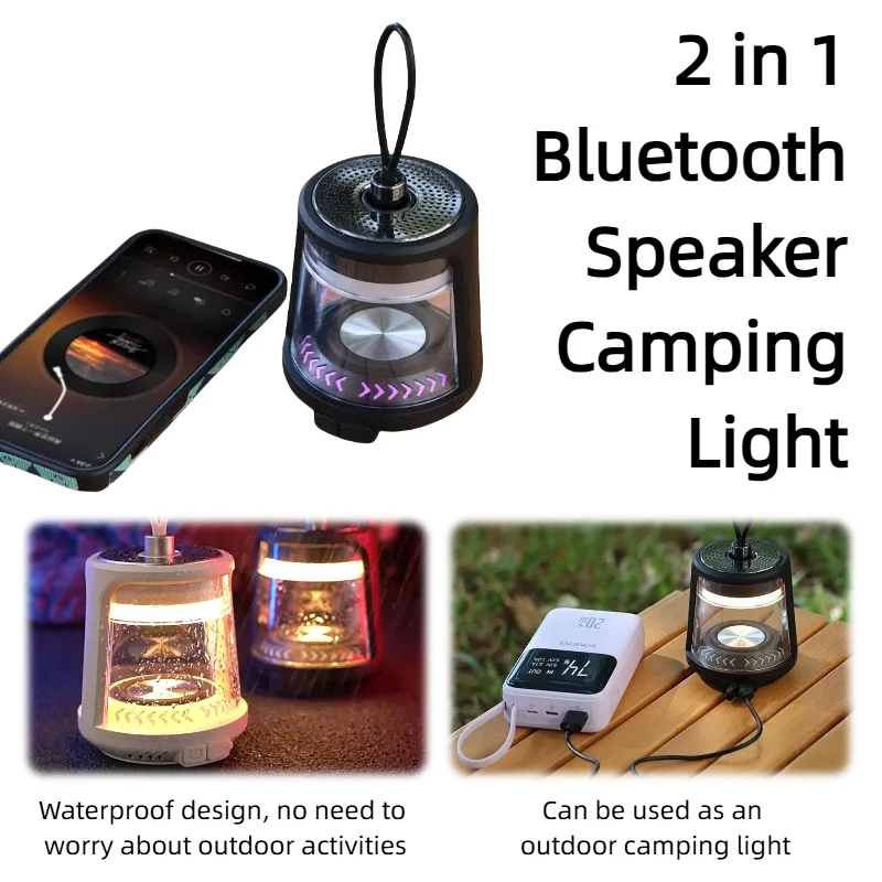 

Outdoor Bluetooth Speaker Camping Light Ultra-Long Endurance Hanging Tent Light USB Charging Waterproof Atmosphere Lighting