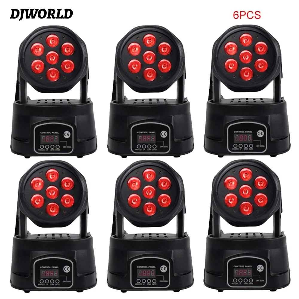 6PCS LED 7X18W Wash Light RGBWA+UV 6in1 Moving Head Stage Light DMX Stage Light DJ Nightclub Party Concert Bar Club Lighting