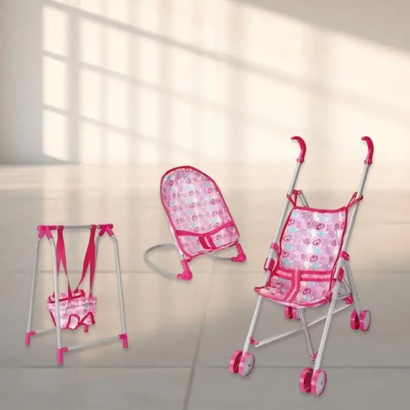 

Kids Pretend Play Stroller High Chair Swing With Realistic Design Safe Doll Nursery Accessories For Imaginative Play 15UB