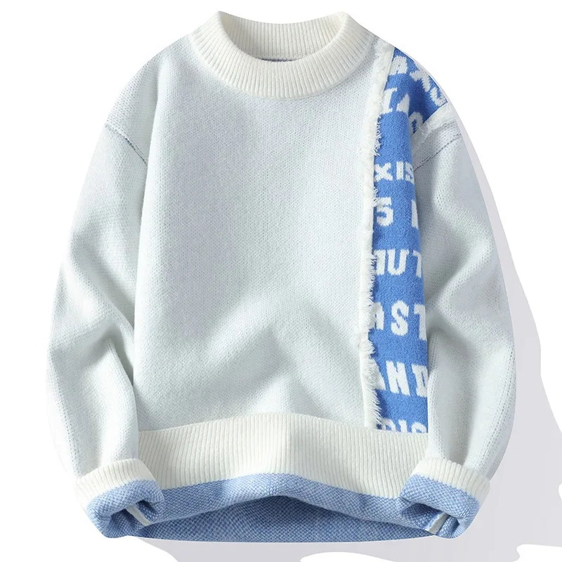 

2025 versatile sweater men's fall-winter American casual personalized design knitted sweater men's loose sweater