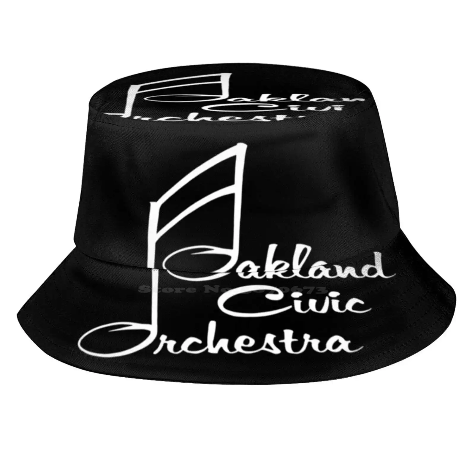 Oco Logo In White Sun Cap Fisherman Hat Bucket Hats Oakland Civic Orchestra Oco