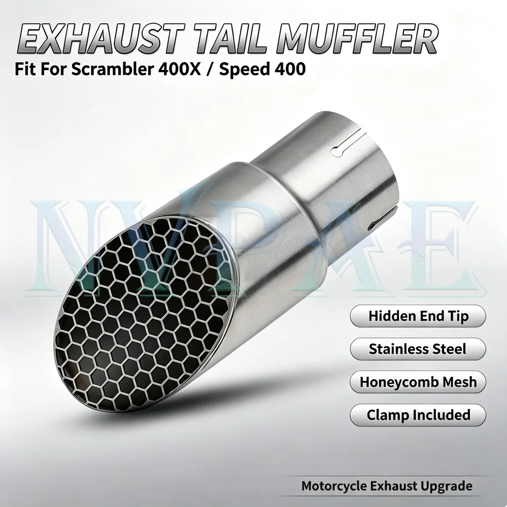For Scrambler 400X Speed 400 Hidden Exhaust pipe modification hidden tail throat tail section honeycomb tail nozzle