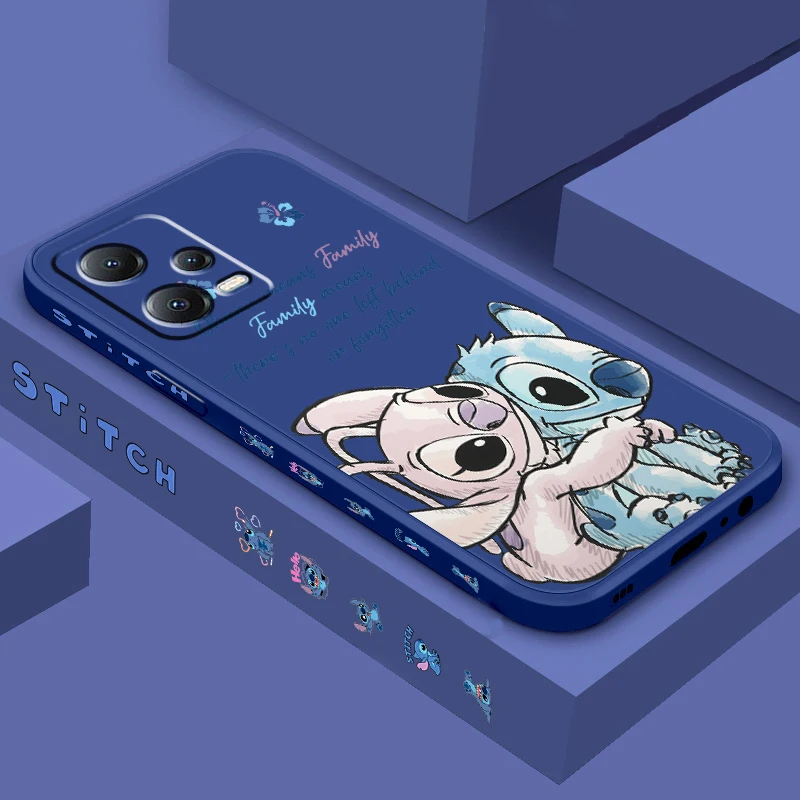 Anime Disney Lilo & Stitch Liquid Left Rope For Xiaomi Redmi Note 12 12S 12R 11 11T 11S 10 10S 9 8 8T Pro Plus 5G Phone Case