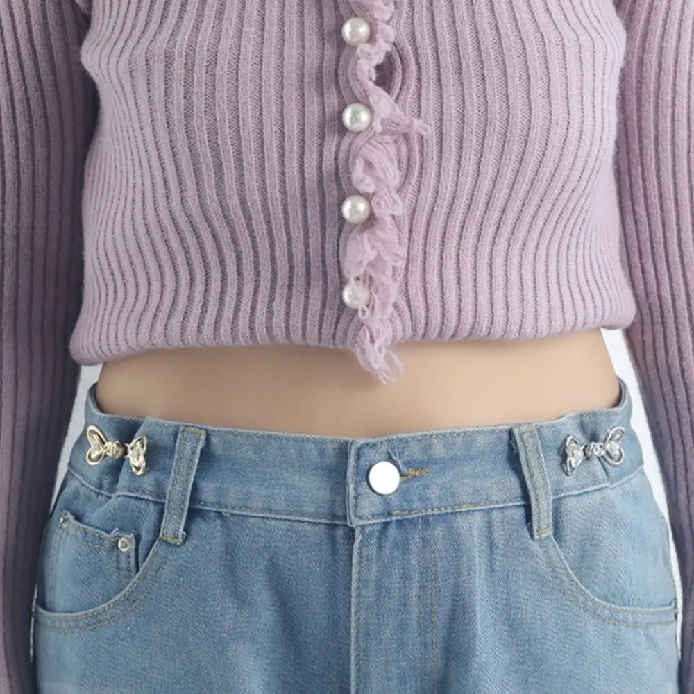Alloy Tighten Waist Button Detachable Beautiful Heart Jeans Button Adjuster No Sewing Required Pants Waist Buckle