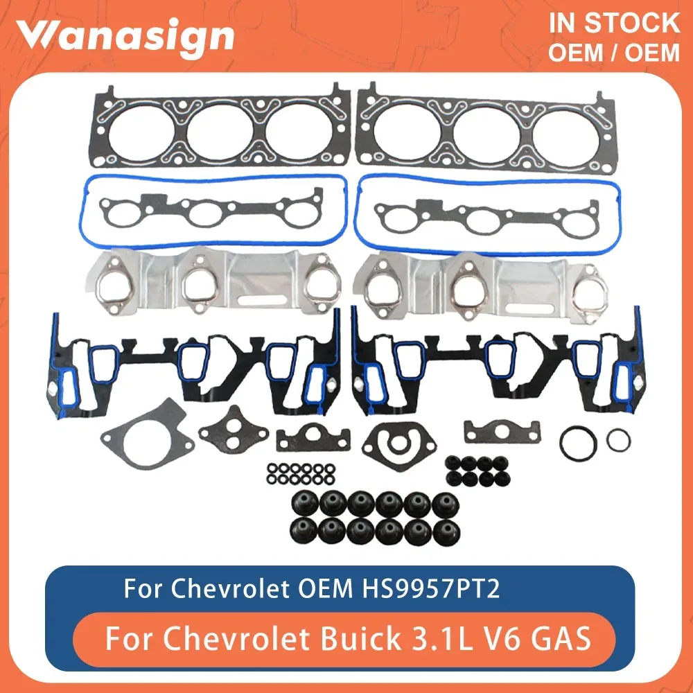 

Engine Full Head Gasket Set Fit 3.1 L For Chevrolet Malibu Lumina Buick Regal Pontiac Oldsmobile GMC GM LS 3.1L OHV 12V GAS