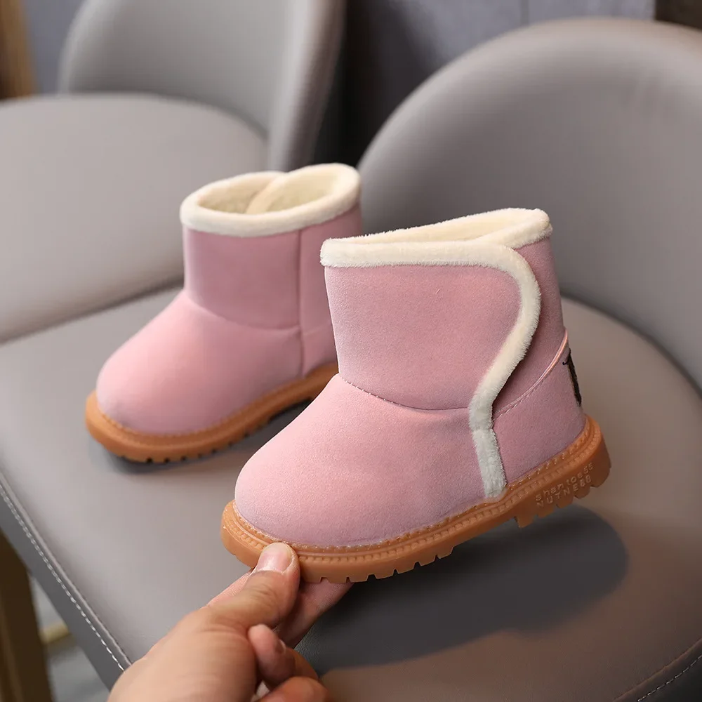 Kid Snow Boots Girl Winter Shoes Lamb Wool Boots Boy Cotton Boot Baby Plush Thick Cotton Shoes AntiSlip Kids ShoeBotas Para Niña