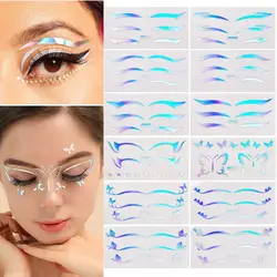 Waterproof Laser Face Sticker Eyes Shadow Decal Silver Makeup Eyeliner Sticker Self Adhesive Colorful