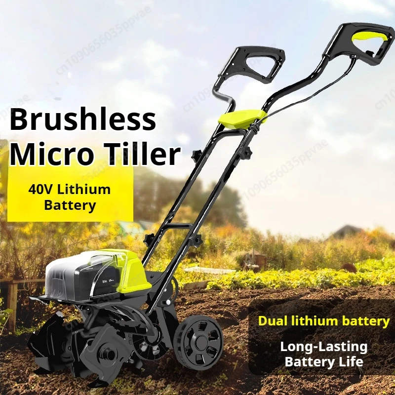 Brushless Micro Cultivator Electric Tiller With Rechargeable Lithium Battery For Garden Soil Cultivation And Furrowing Work