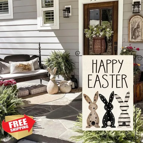 AVOIN Easter Bunnies Garden Flag 12x18