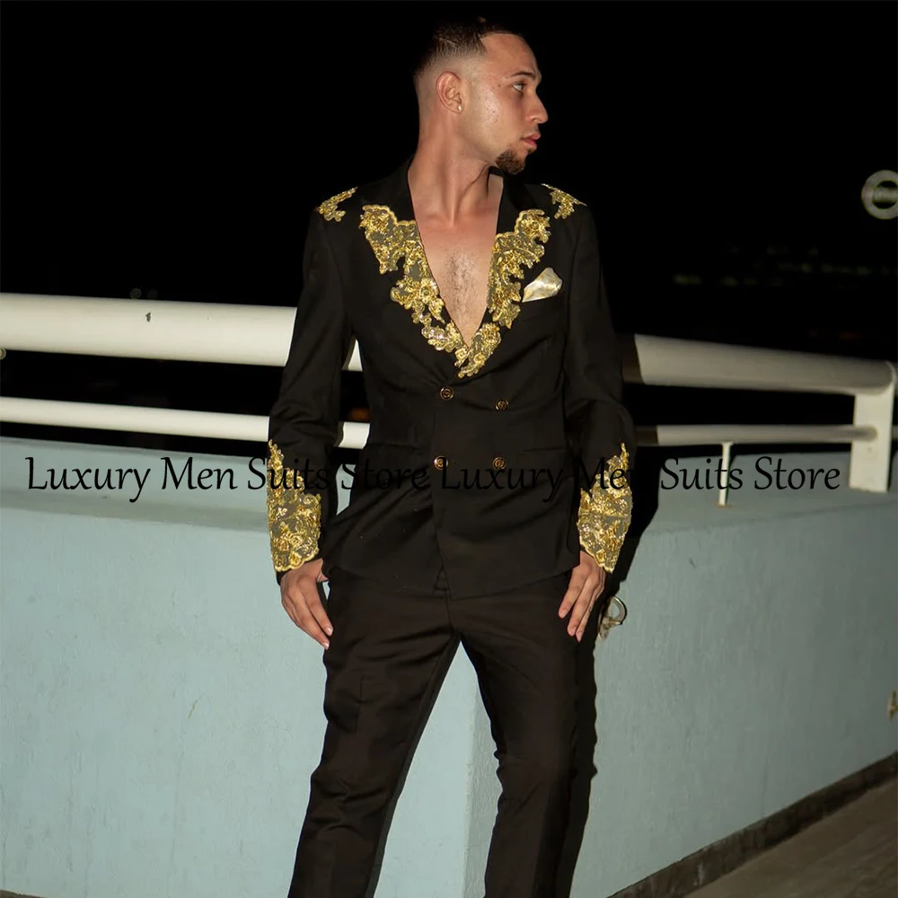 

Повседневные мужские костюмы с аппликацией, двубортные свадебные смокинги, наряды для жениха, пиджак по индивидуальному заказу, брюки traje ju изменений masculino