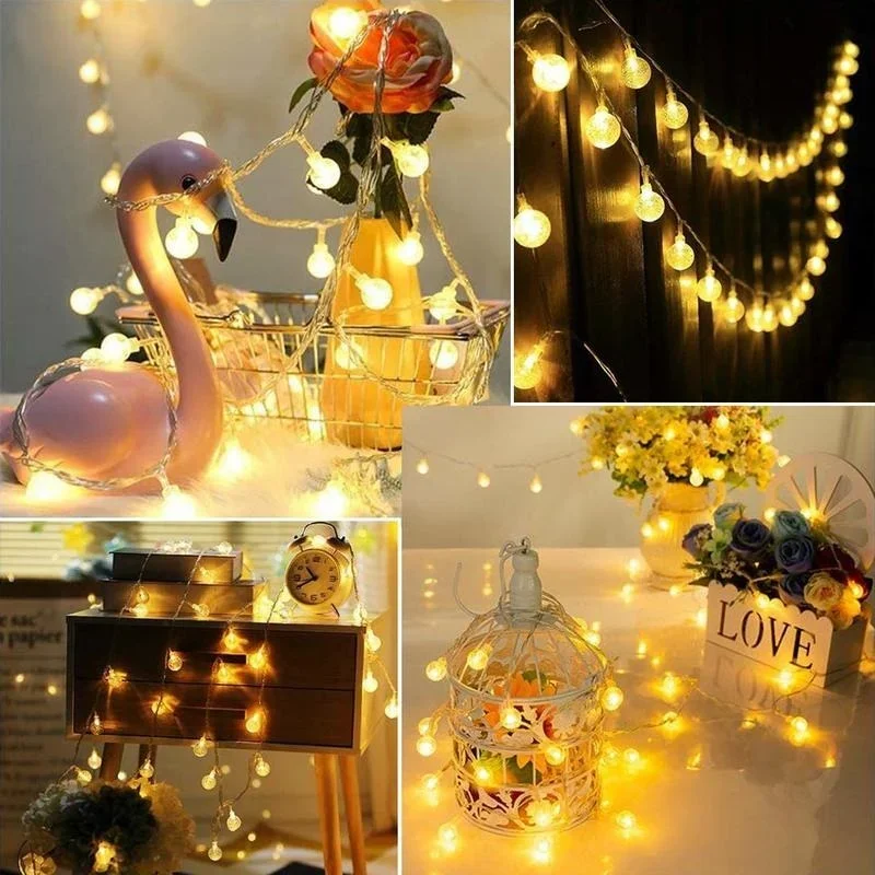 LED String Lights EU/US Plug Christmas Wedding Garland Fairy Tale String Lights Outdoor Garden Decoration Ball Lights