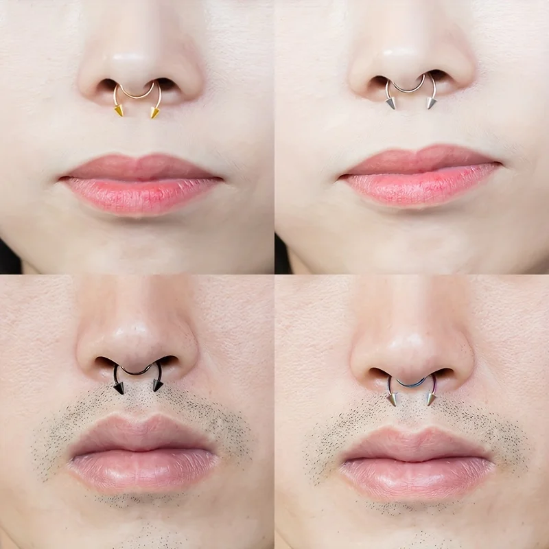 1pc Stainless Steel Fake Nose Ring Magnet Non Piercing Fake Septum Piercings Nose Clip Fashion Jewelry For Women Men