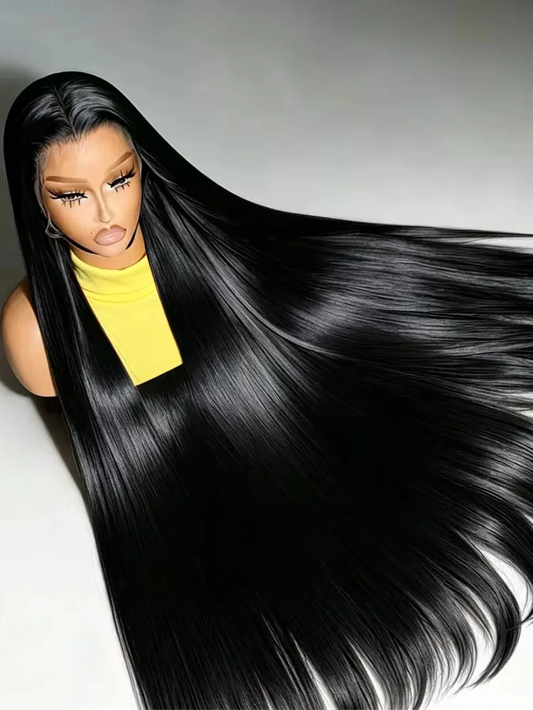 Parrucca con fronte in pizzo trasparente, 13x6, effetto liscio e naturale, densità 250, con capelli già tagliati, senza colla, realizzata con capelli umani, lunghezza 30 o 40 pollici, aspetto